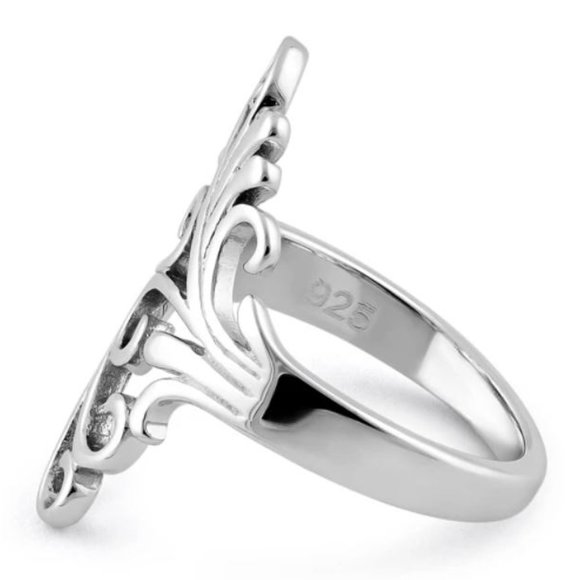 925 STERLING SILVER Unique Swirls Statement Ring - Picture 15 of 16
